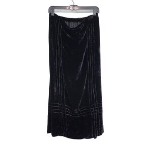 Krista Larson Women's Vintage Velvet Pintucks Silk Rayon Midi Skirt - OS